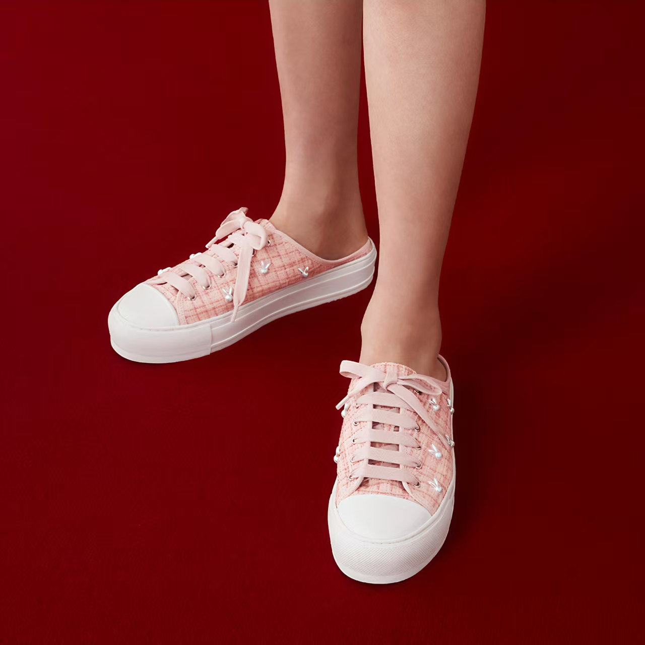 潮鞋春夏季女鞋格纹平底包头女鞋单鞋C-329