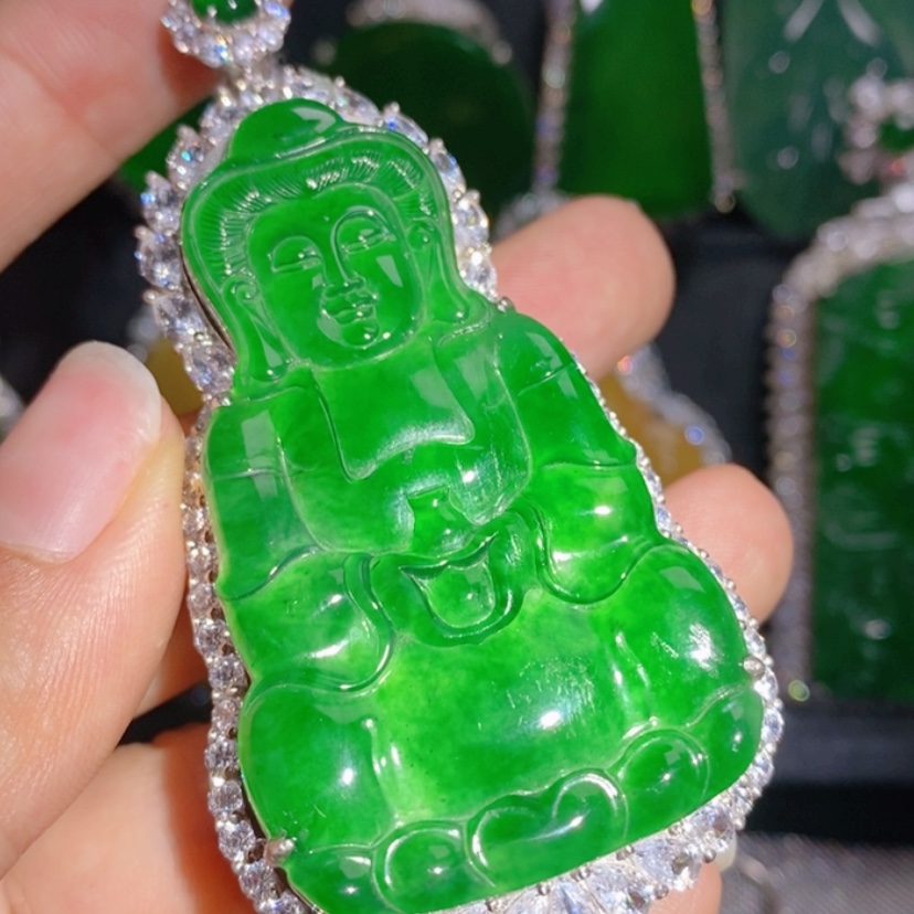 【闪购商品】翡翠挂件银S925镶嵌观音