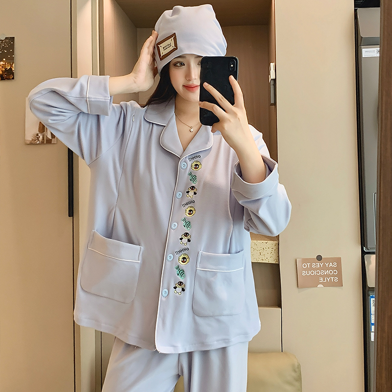 【带帽-纯棉】月子服春秋冬季产前产后孕妇哺乳睡衣产妇家居服套装