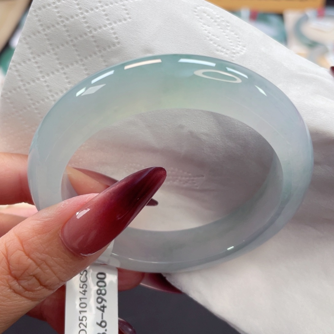 未镶嵌手镯翡翠16号53.6轮胎冰胶晴蓝飘花