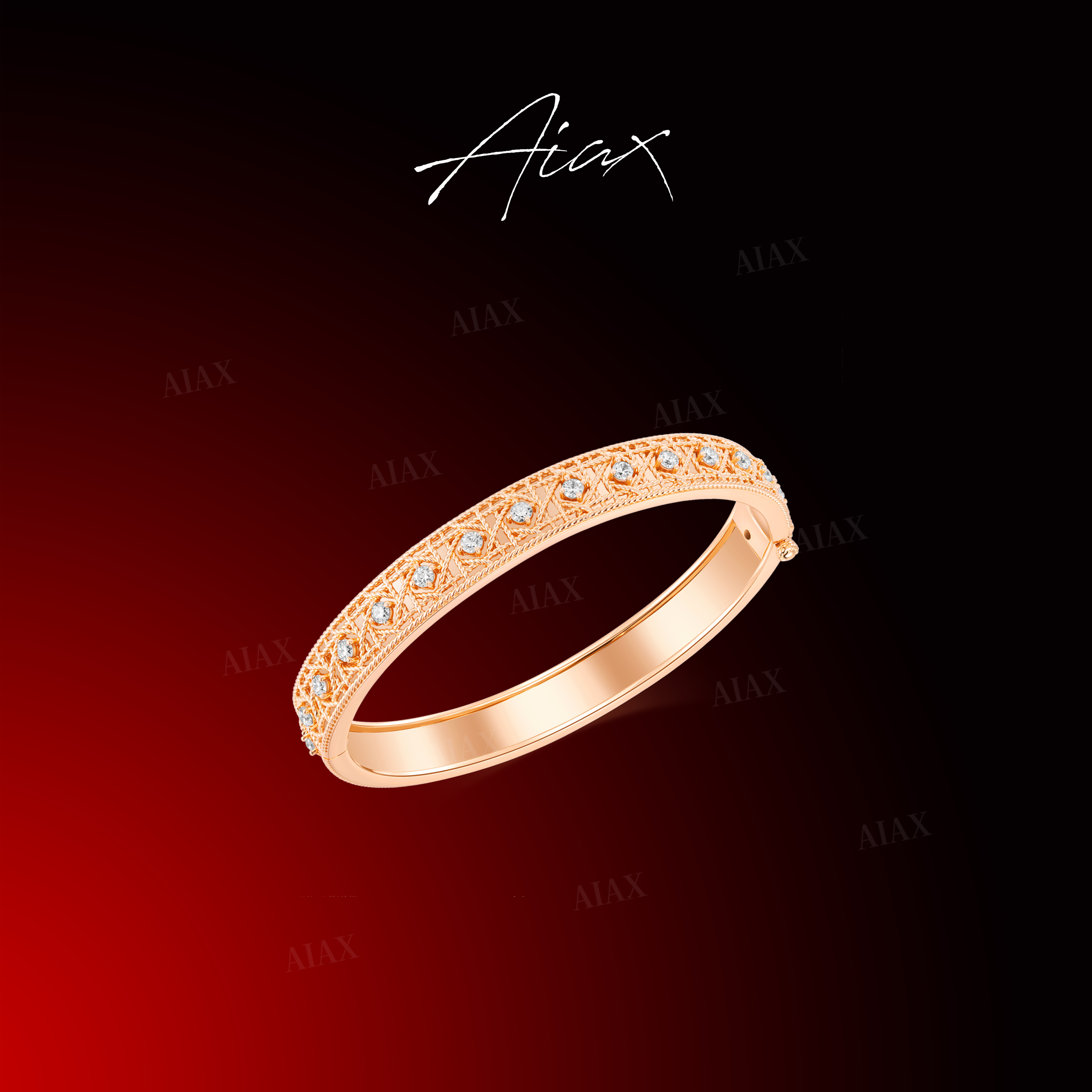 AIAX 镀K金【情人节】【步步升腾】菱形滕格纹镶嵌手镯TSS7947