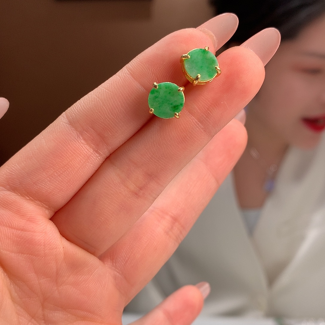 银S925镶嵌翡翠耳饰
