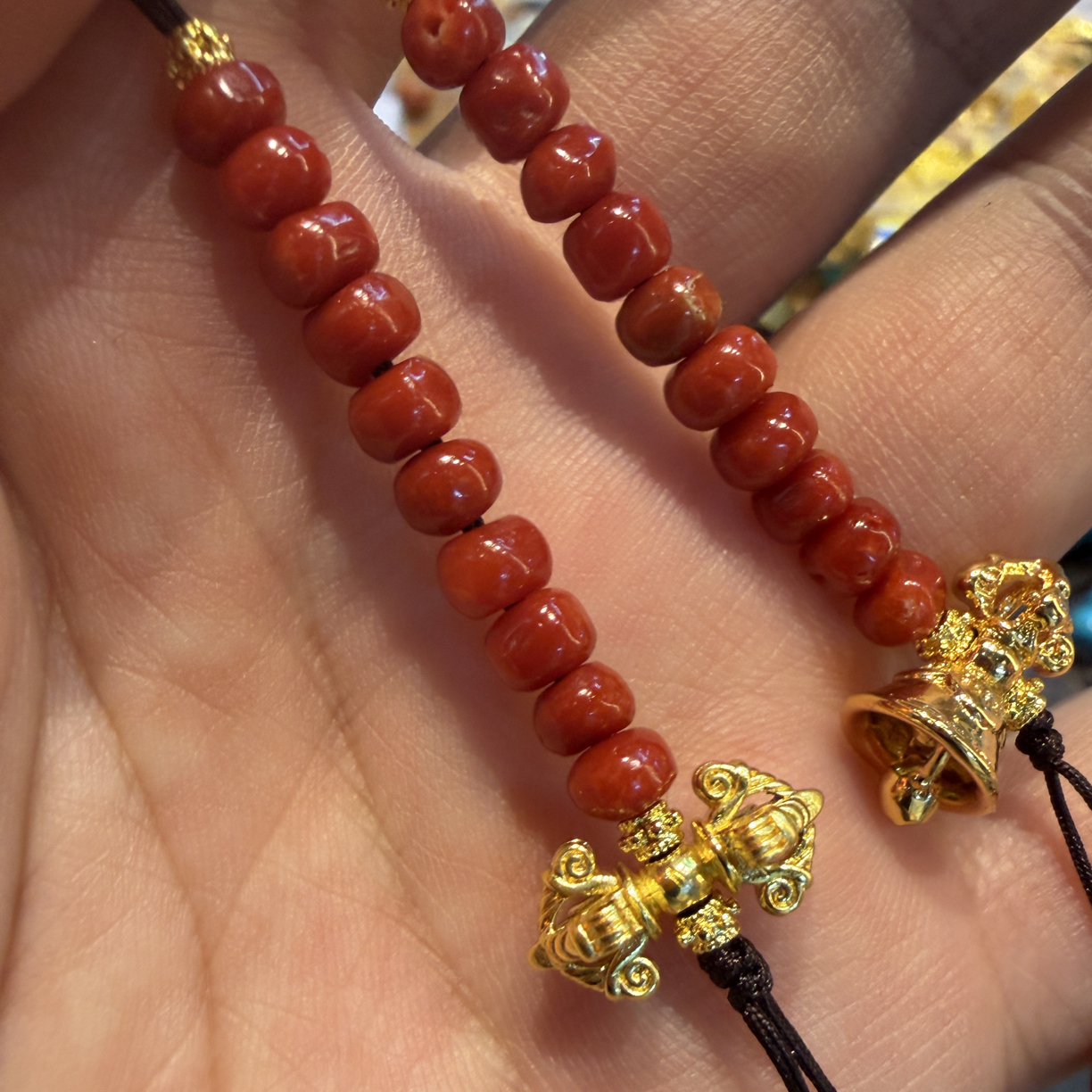 非金属莫桑石项链 红色手工计数器大号