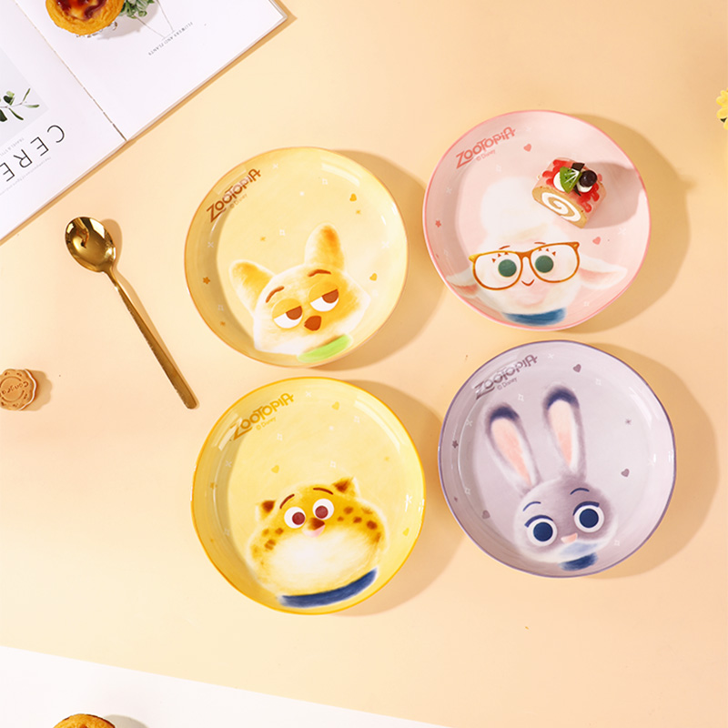 【言则】迪士尼正版萌新系列8英寸佳荷花花边盘圆盘陶瓷餐具