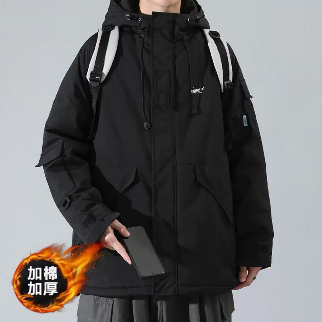 情侣款冬季季潮牌大码宽松冲锋男士棉衣女美式机能工装棉服外套男