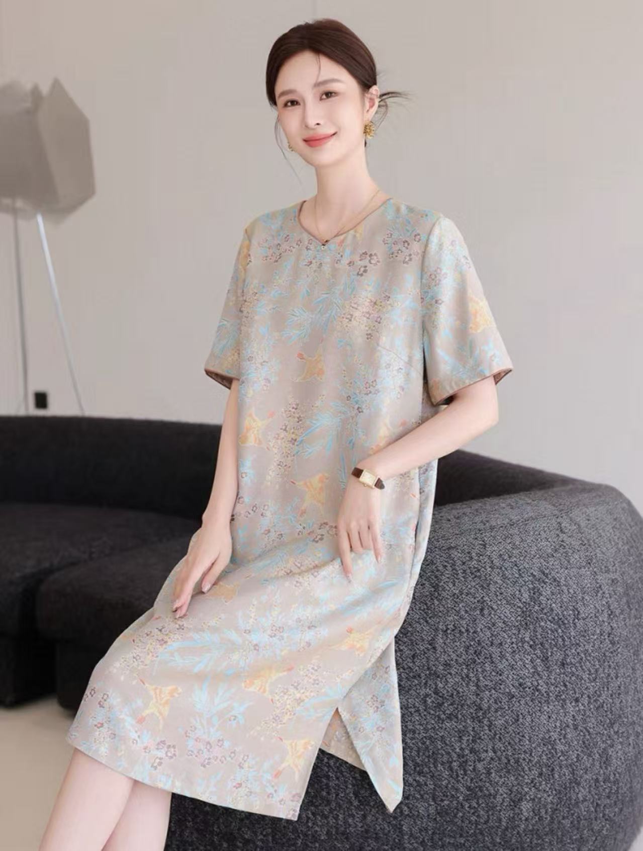 751-800新中式气质款国风桑蚕丝香云纱连衣裙国