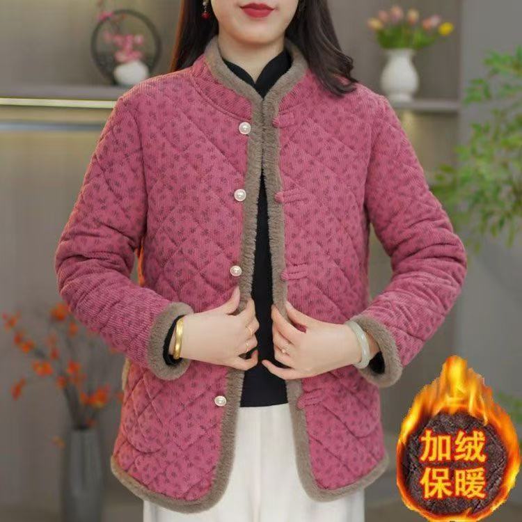 2025年新款冬季时尚妈妈棉衣加绒加厚冬装保暖洋气棉袄外套棉服