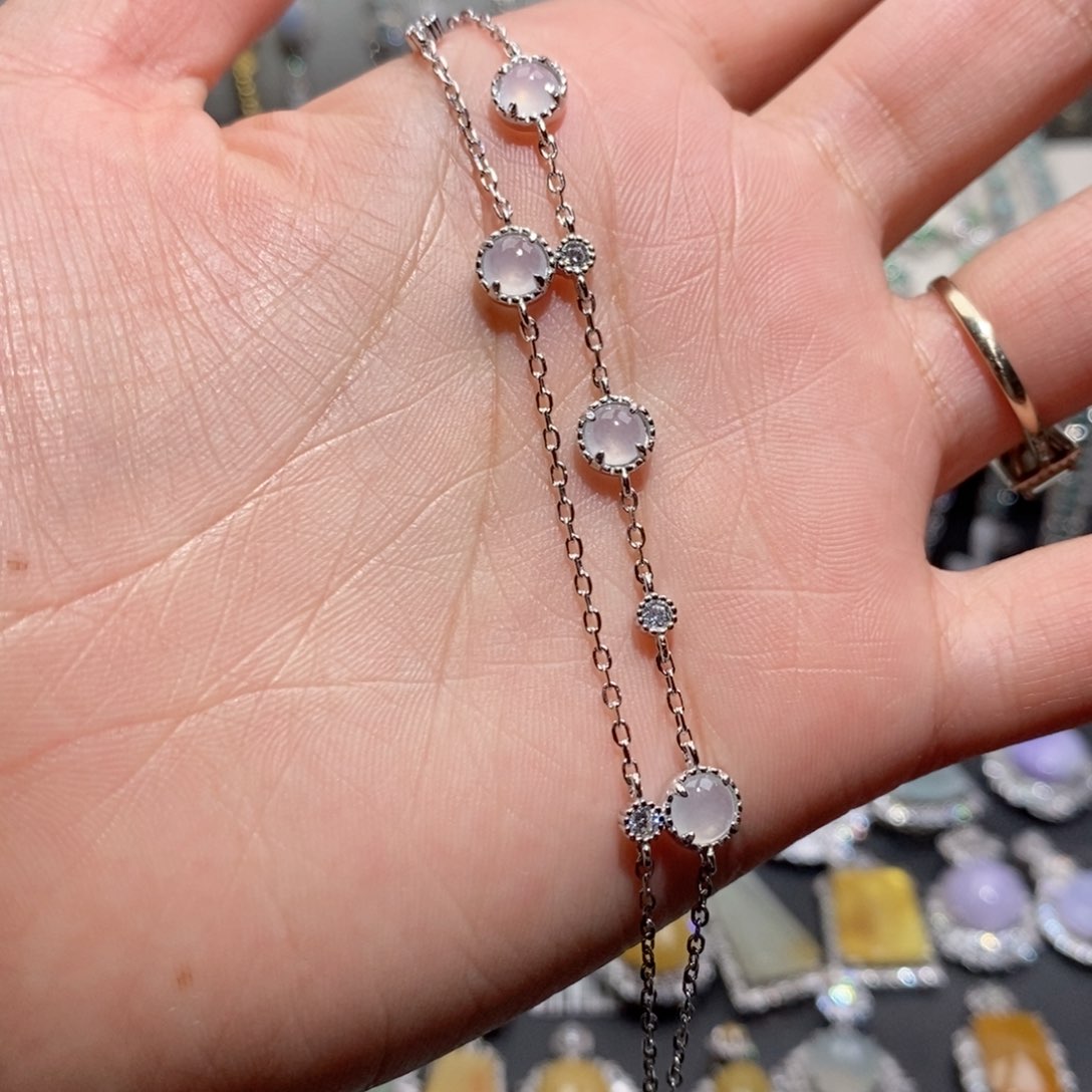 翡翠手链银S925镶嵌c c c