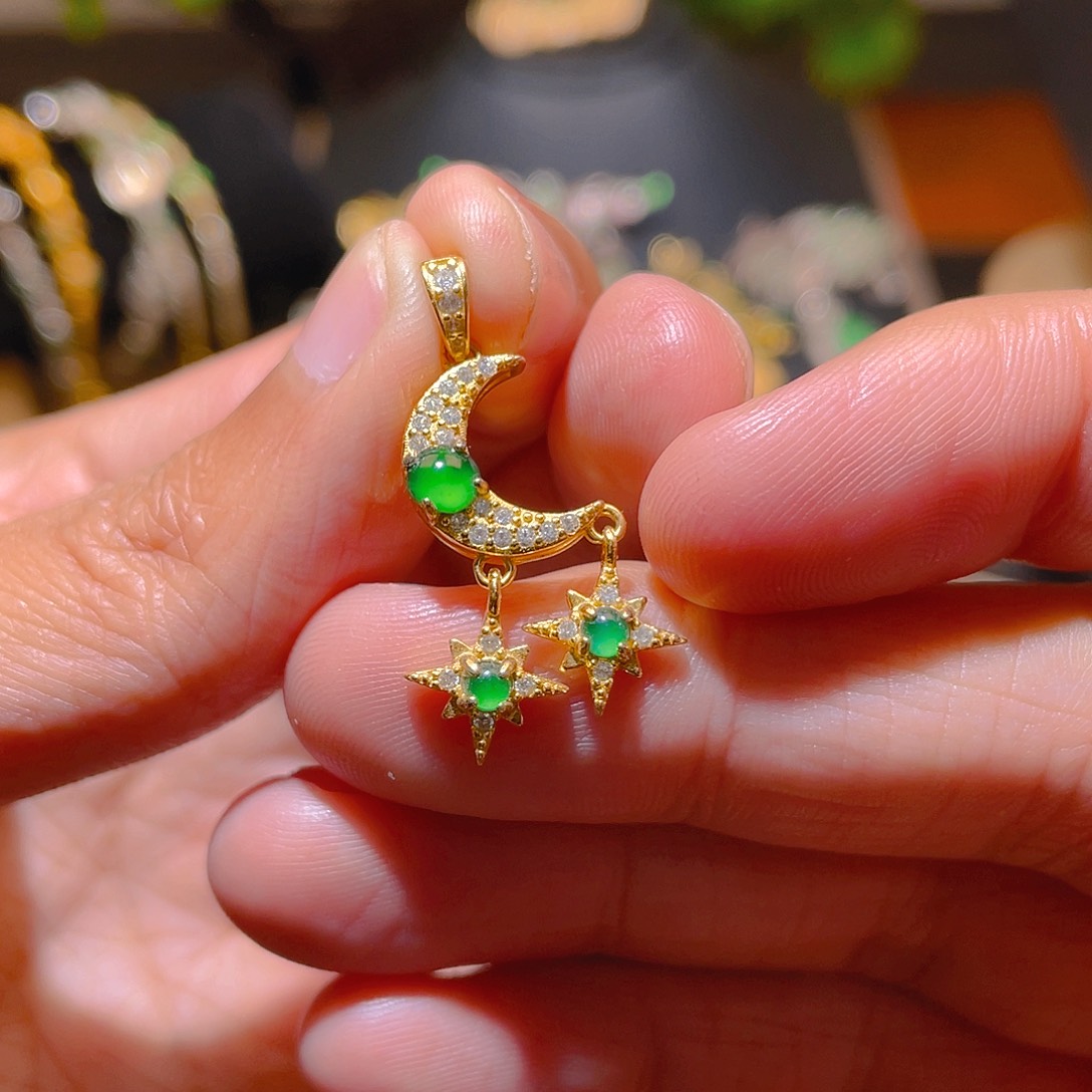 翡翠吊坠(不含链)银S925镶嵌