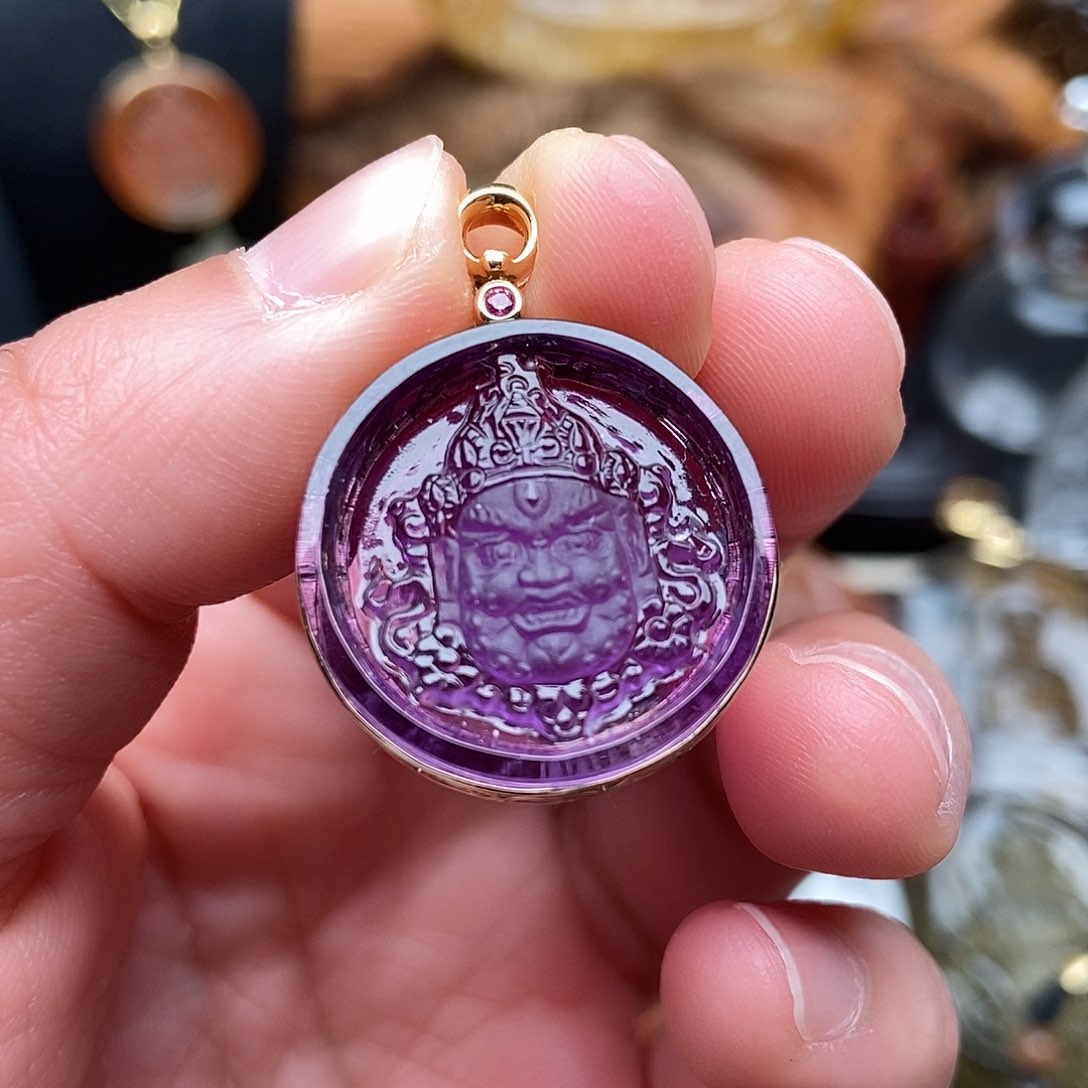 水晶天然水晶吊坠18K金镶嵌