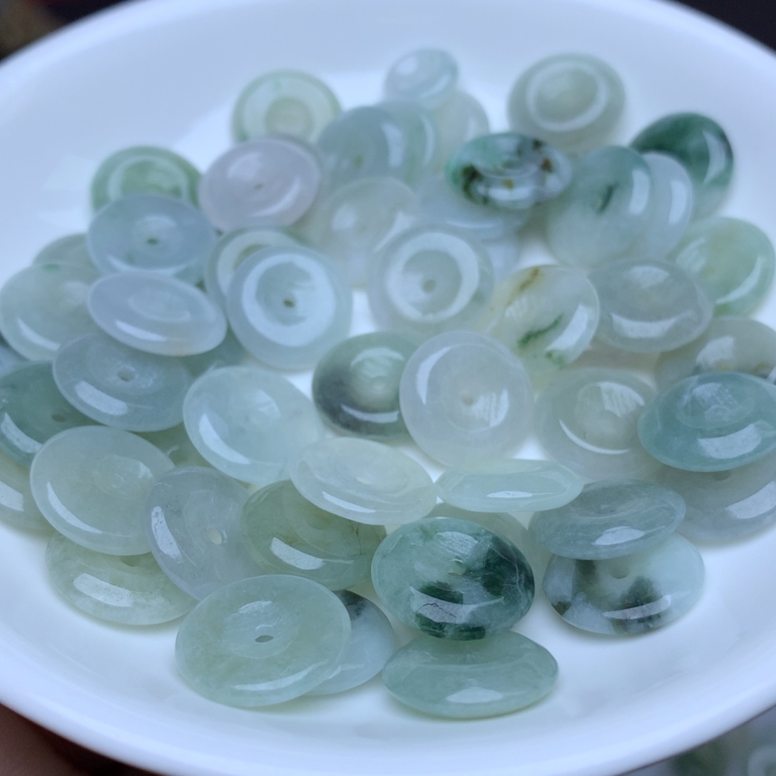 【闪购商品】翡翠手链未镶嵌卡12冰油青平安扣10个