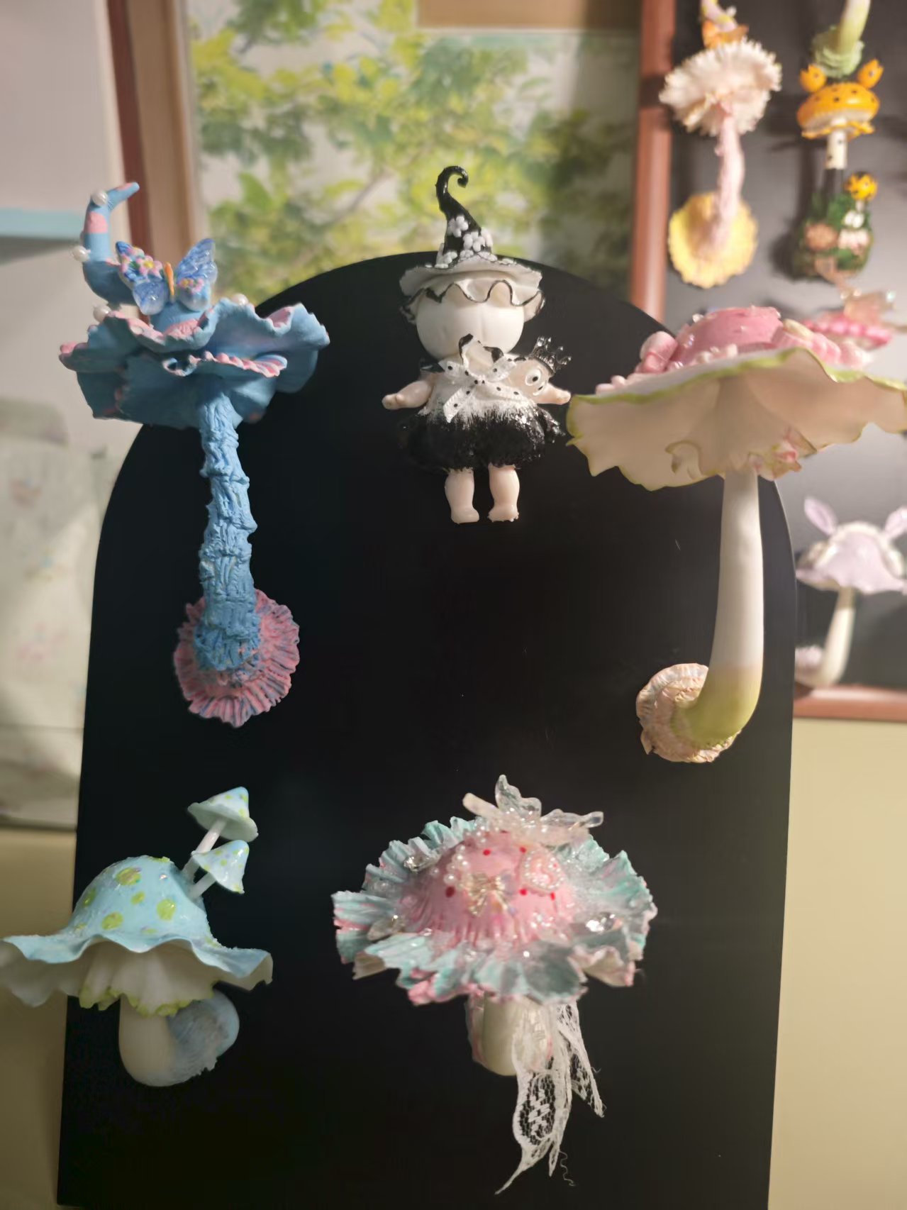 手作重工树脂黏土蘑菇冰箱贴