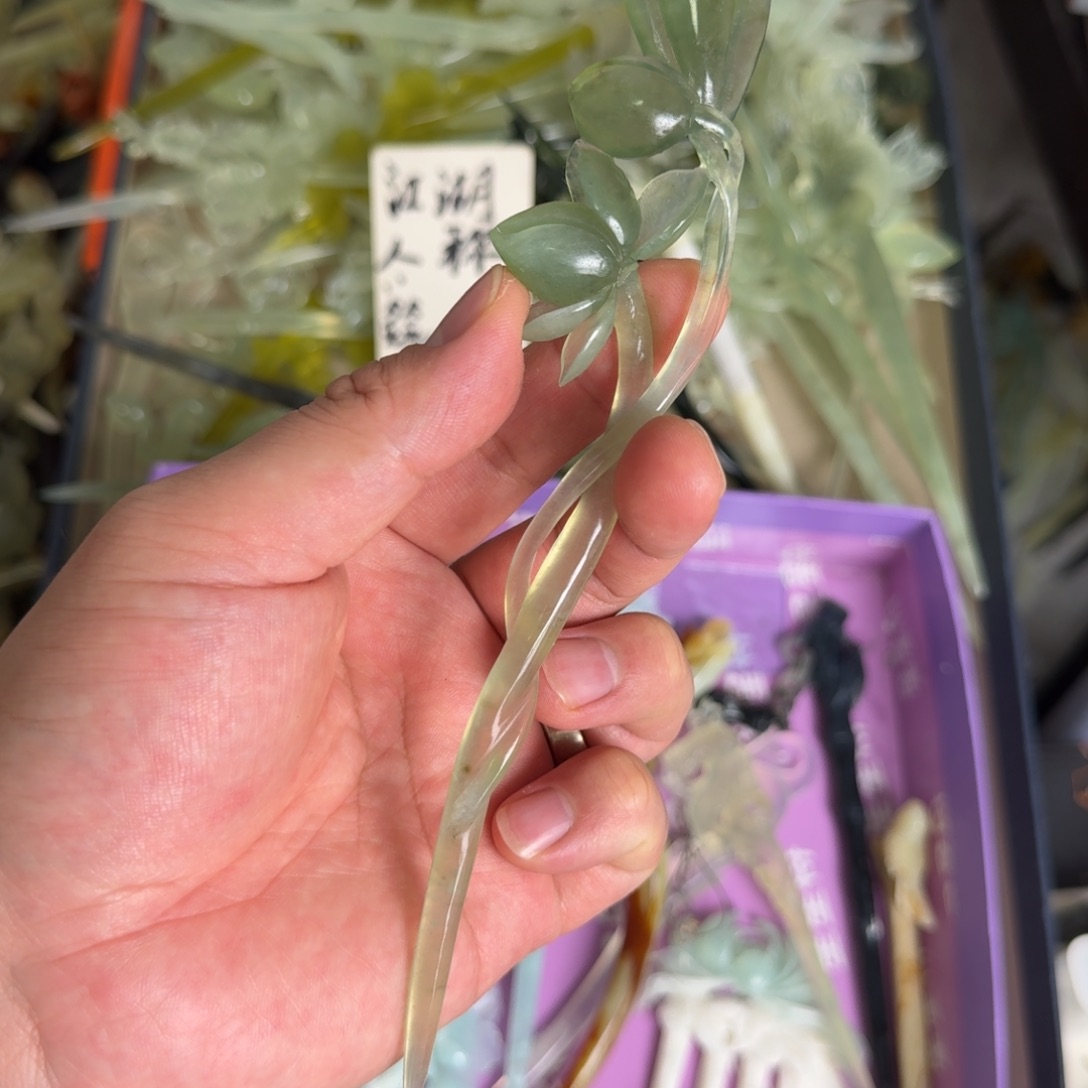 岫玉发饰未镶嵌明君玉簪就是好看