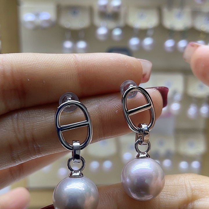 淡水珍珠耳饰银S925镶嵌
