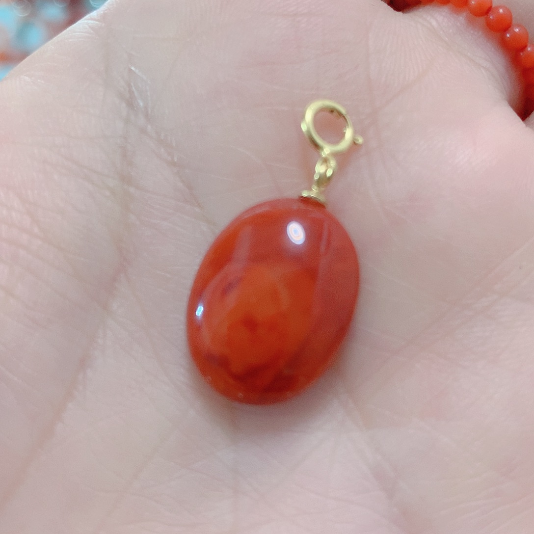 南红玛瑙吊坠(不含链)银S925镶嵌