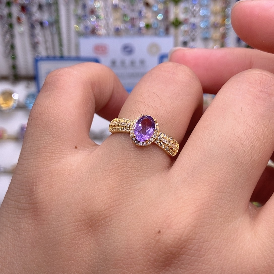 银S925镶嵌紫晶戒指