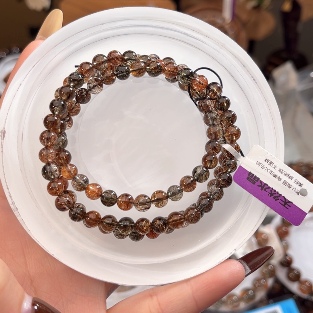 有***饼手链未镶嵌水晶黑金超七三圈5