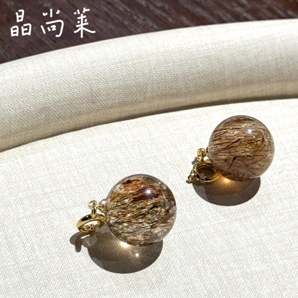 天然黑金超七小提溜小挂坠圆珠珠径约14mm多样性发一