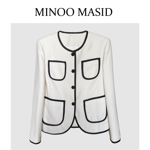 特【NO退NO换】秋冬圆领女撞色气质小香风精纺羊毛外套S06