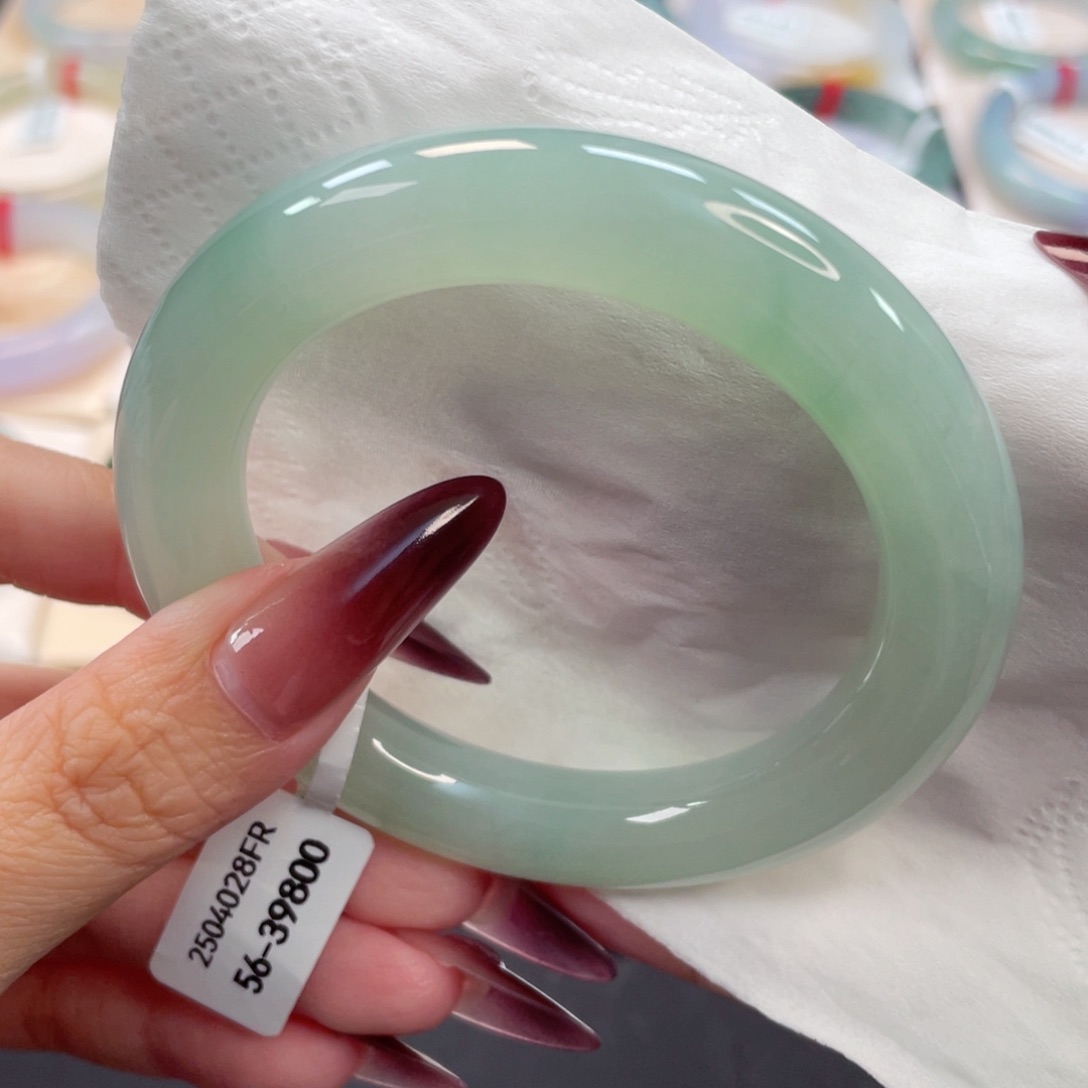 未镶嵌手镯翡翠25号56种老胶润芙蓉绿胖圆推荐款