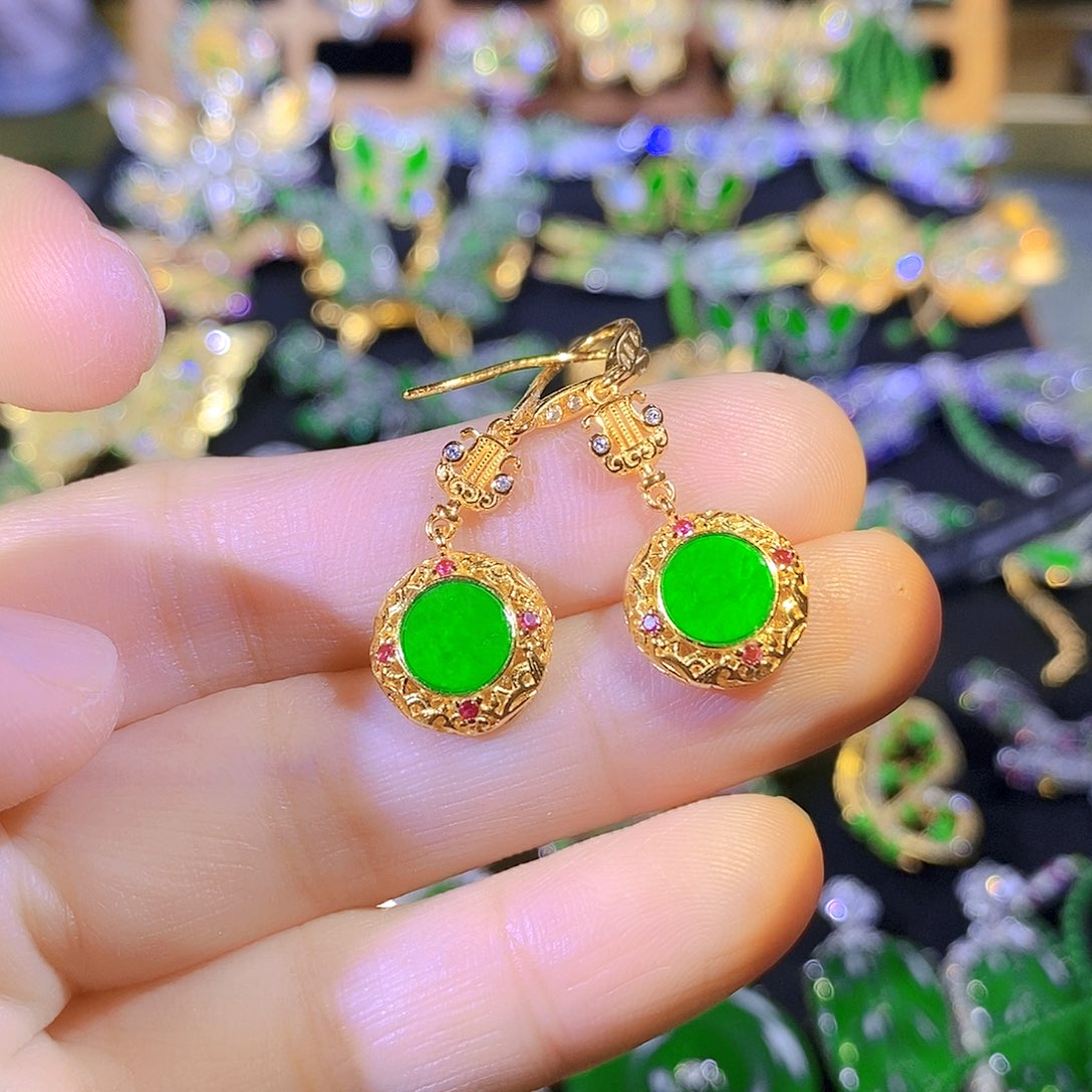 吊坠(不含链)银S925镶嵌翡翠