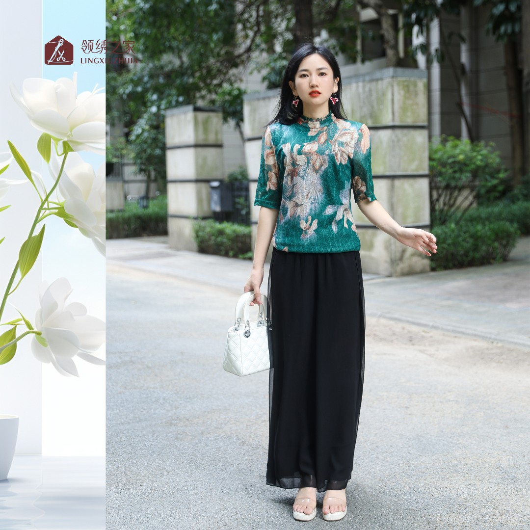 【早秋上新】舒适弹力圆领弹力网纱上衣#YC10805A短款