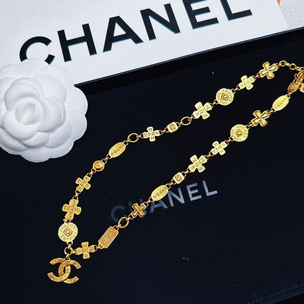 95新 Chanel/香奈儿 柚礼中古/香奈儿金色康鹏项链CXP