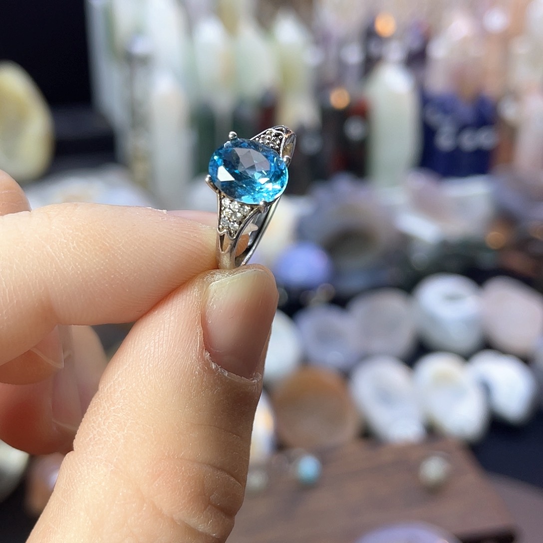 水晶戒指银托未镶嵌宁**主