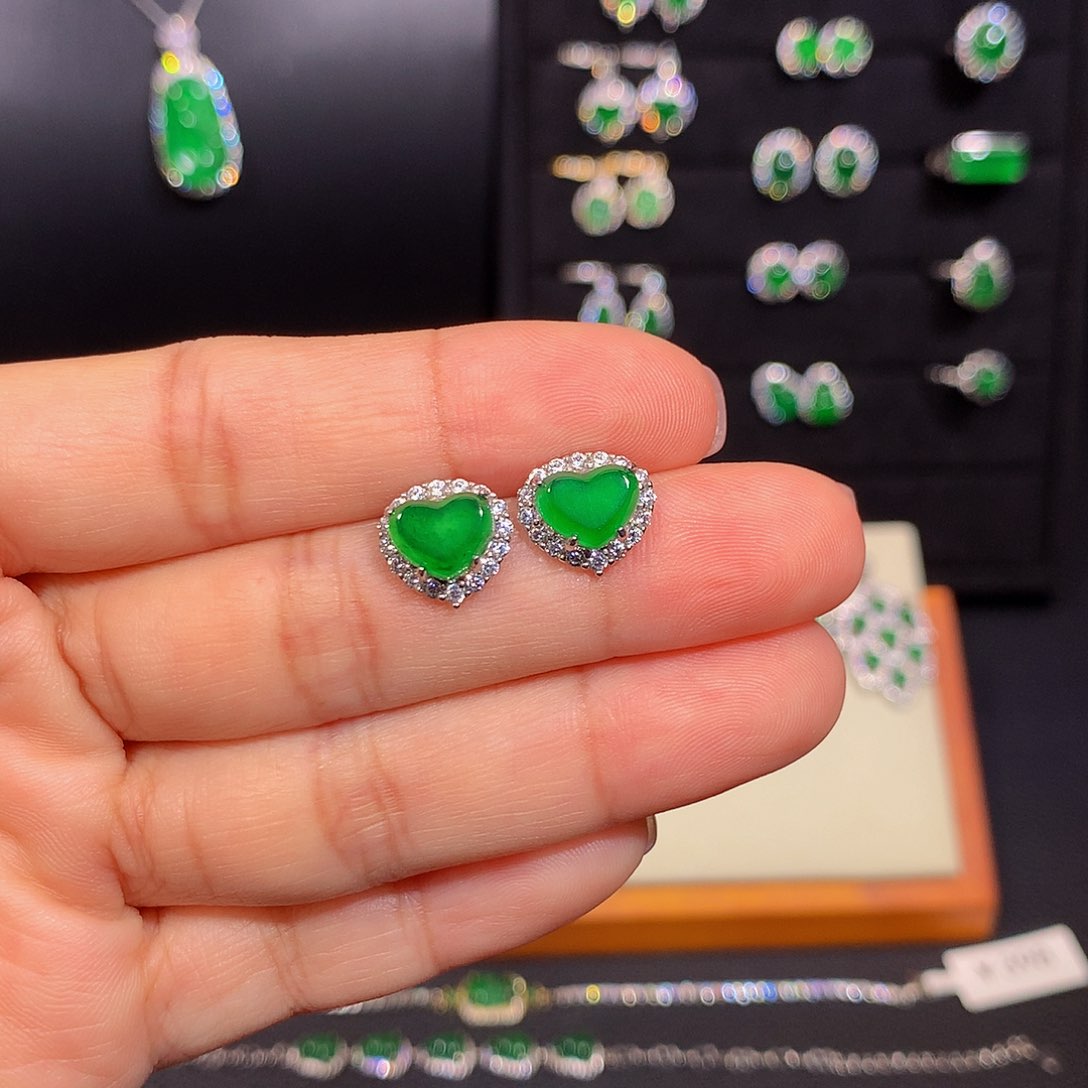 翡翠银S925镶嵌耳饰多样性