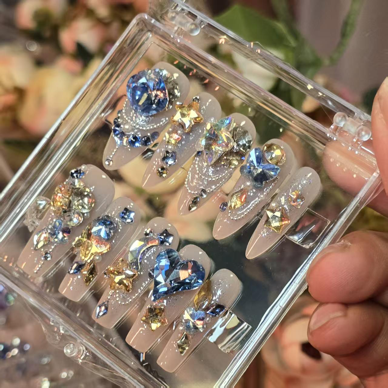 晴空万里丶202月光(施华洛)国版丶奥杰丶纯手工穿戴甲