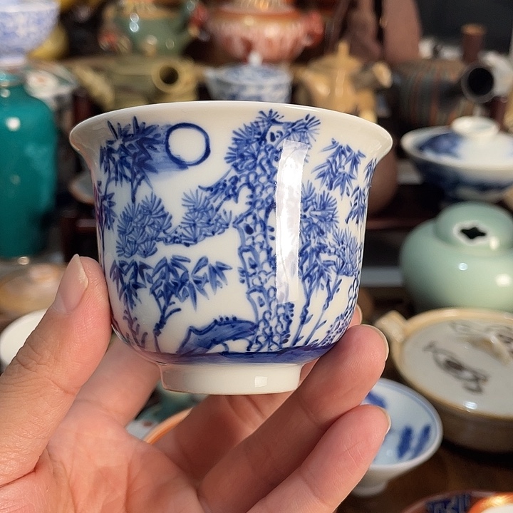瓷片青花主人杯子好看的