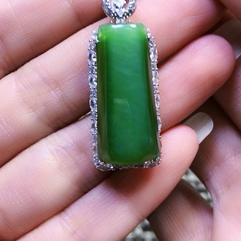 和田玉银S925镶嵌挂件