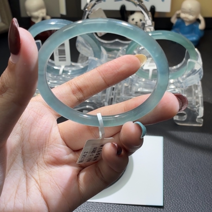 翡翠未镶嵌手镯纯净冰条54