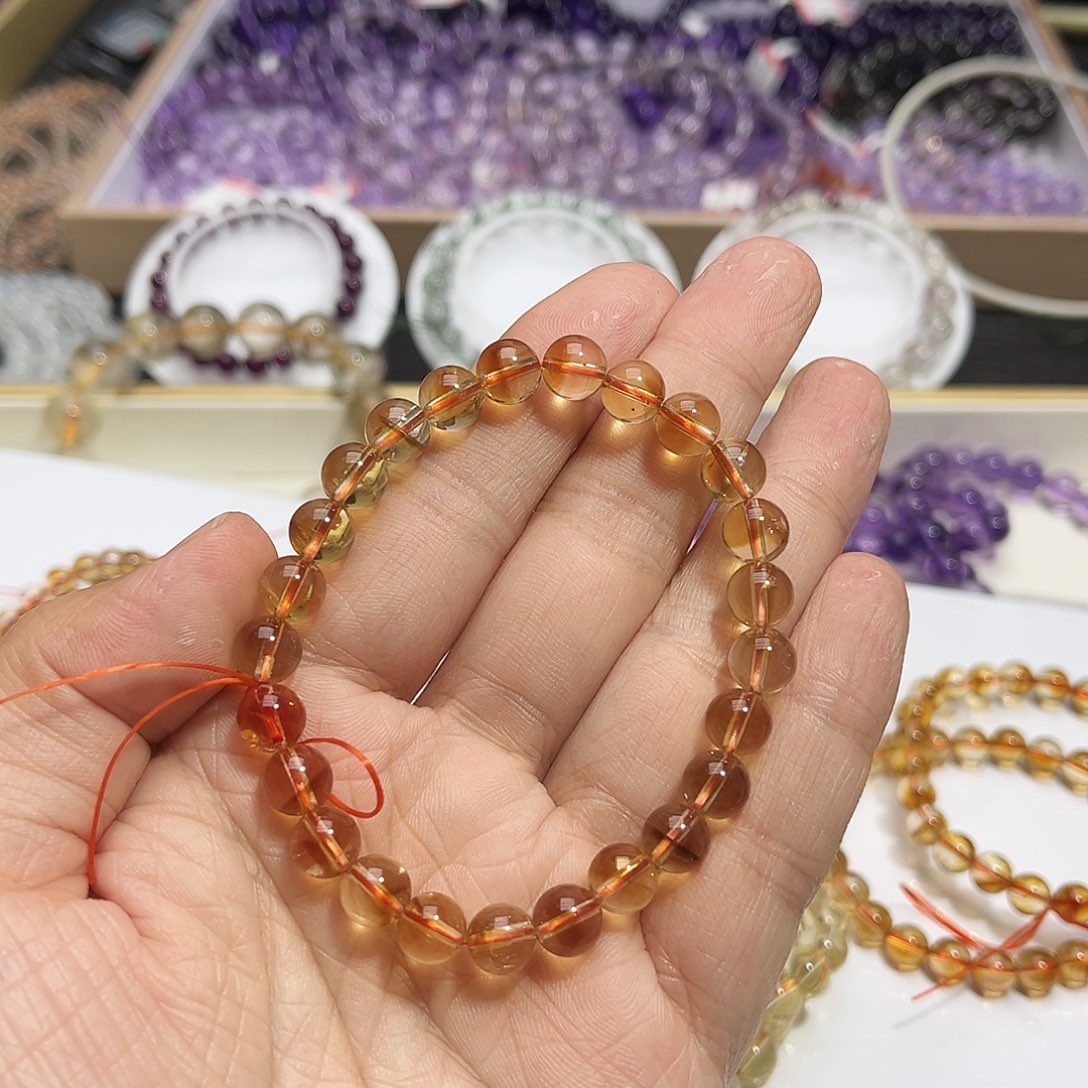 水晶手链未镶嵌不**得黄塔晶7.8mm