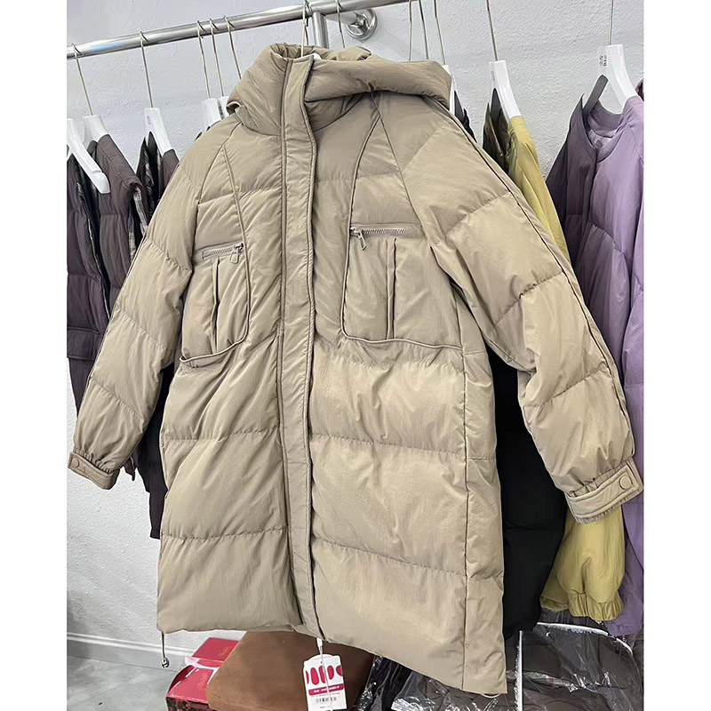 大码羽绒服女款女200斤中长款冬季保暖2025连帽新款白鸭绒外套
