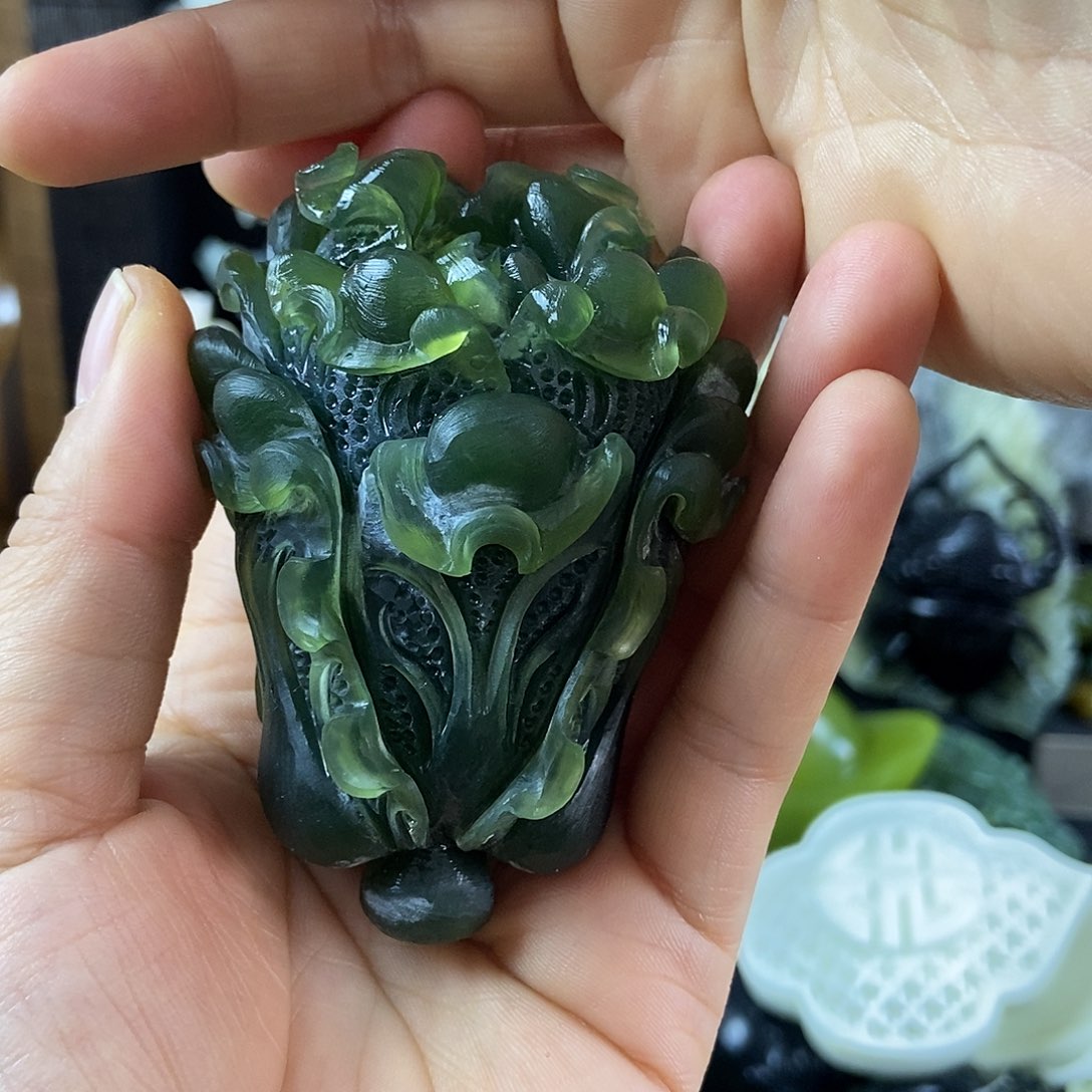 炽***晖蛇纹石玉合金手把