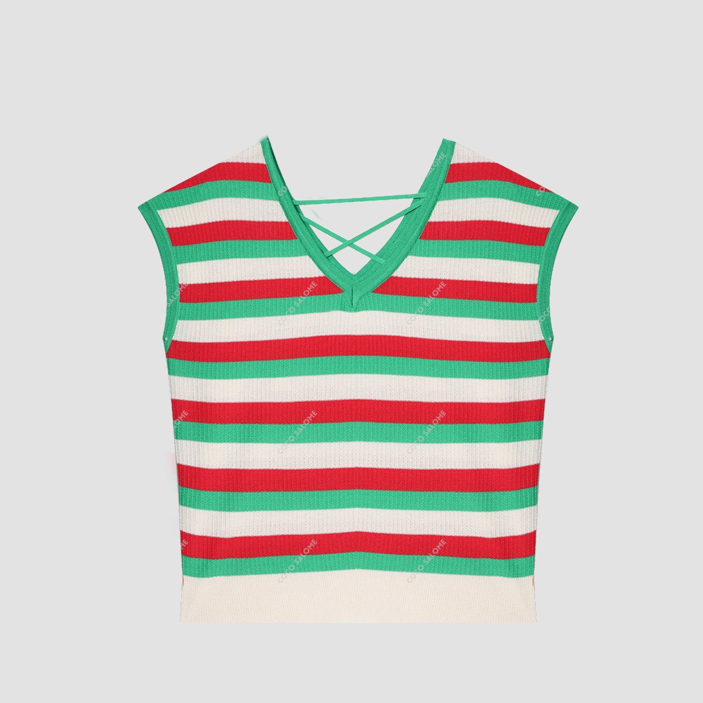 安安推荐【青云志】夏季透气凉感条纹设计V领轻奢背心MYS51120521K