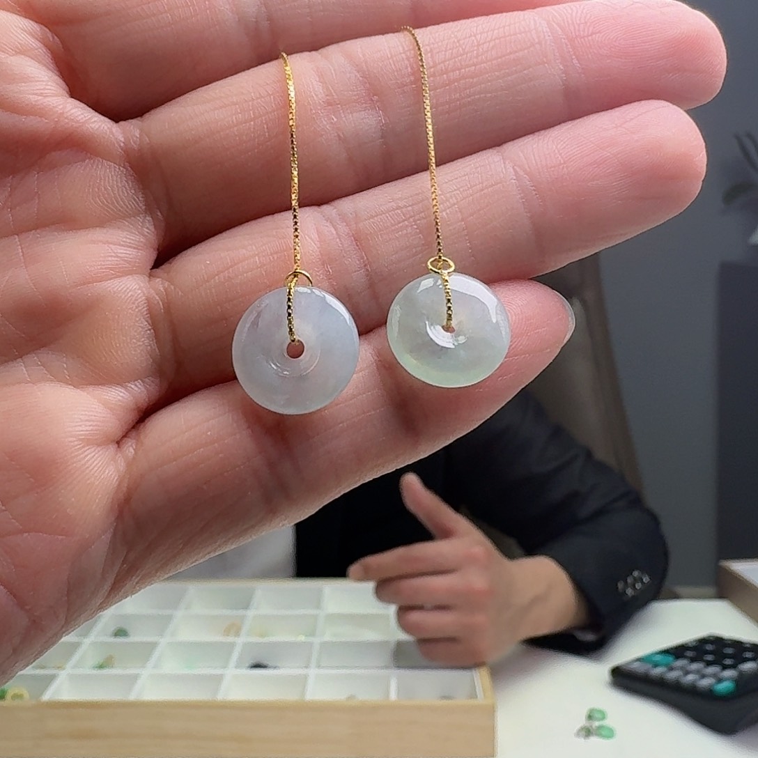 翡翠耳饰银S925镶嵌天然