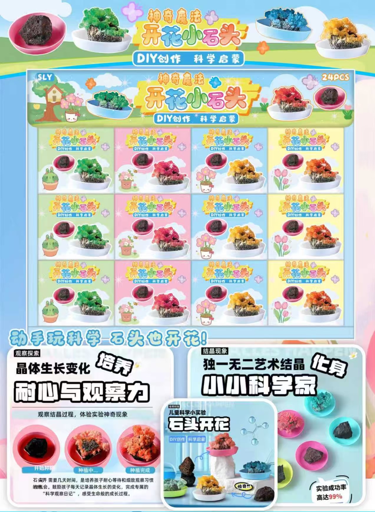 开花小石头科学趣味益智玩具实验小学生（一盒24小盒，一盒0.64）