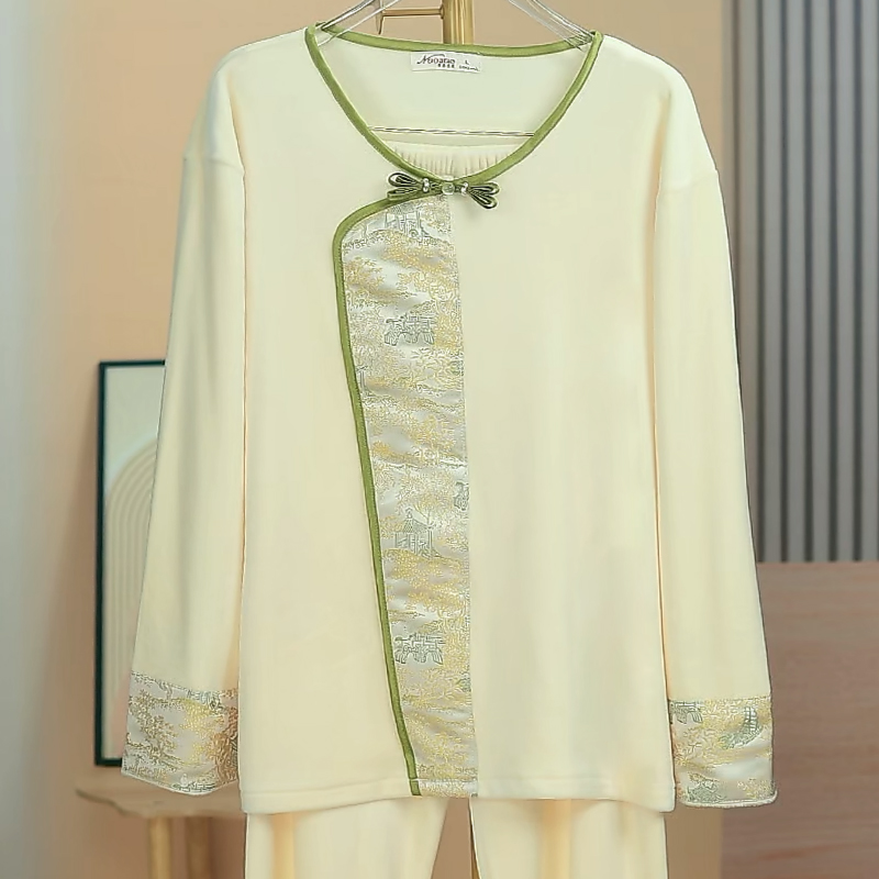 【金枝】【国风提花】【双面海岛绒】睡衣女超柔中厚款家居服套装可外穿