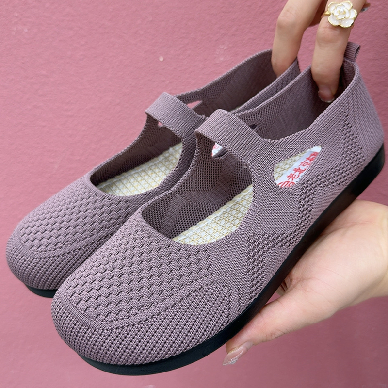 老北京布鞋女夏季透气飞织网面鞋镂空浅口凉鞋软底防滑舒适妈妈鞋