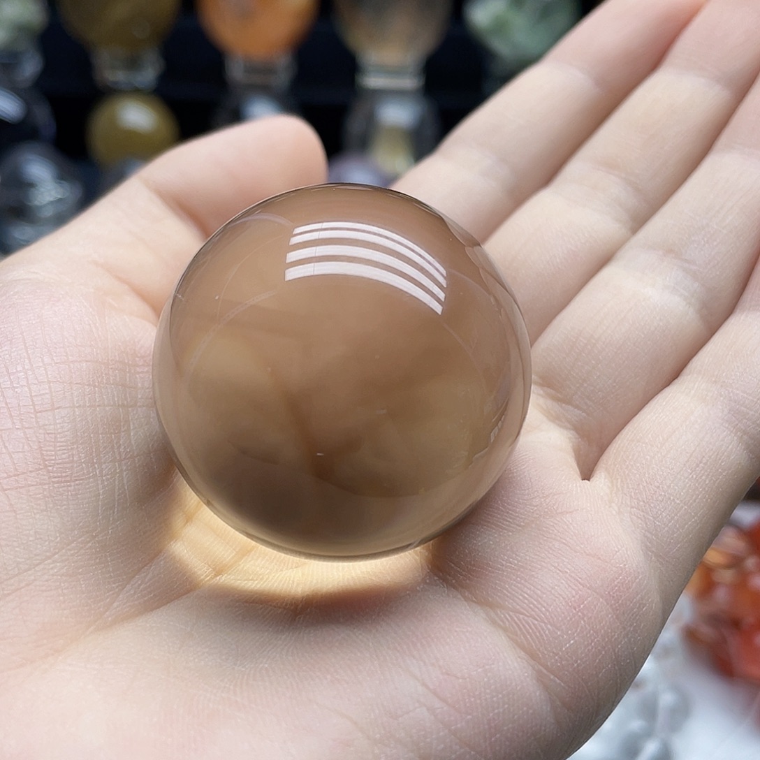 水晶珠宝半成品未镶嵌天然茶水晶39mm