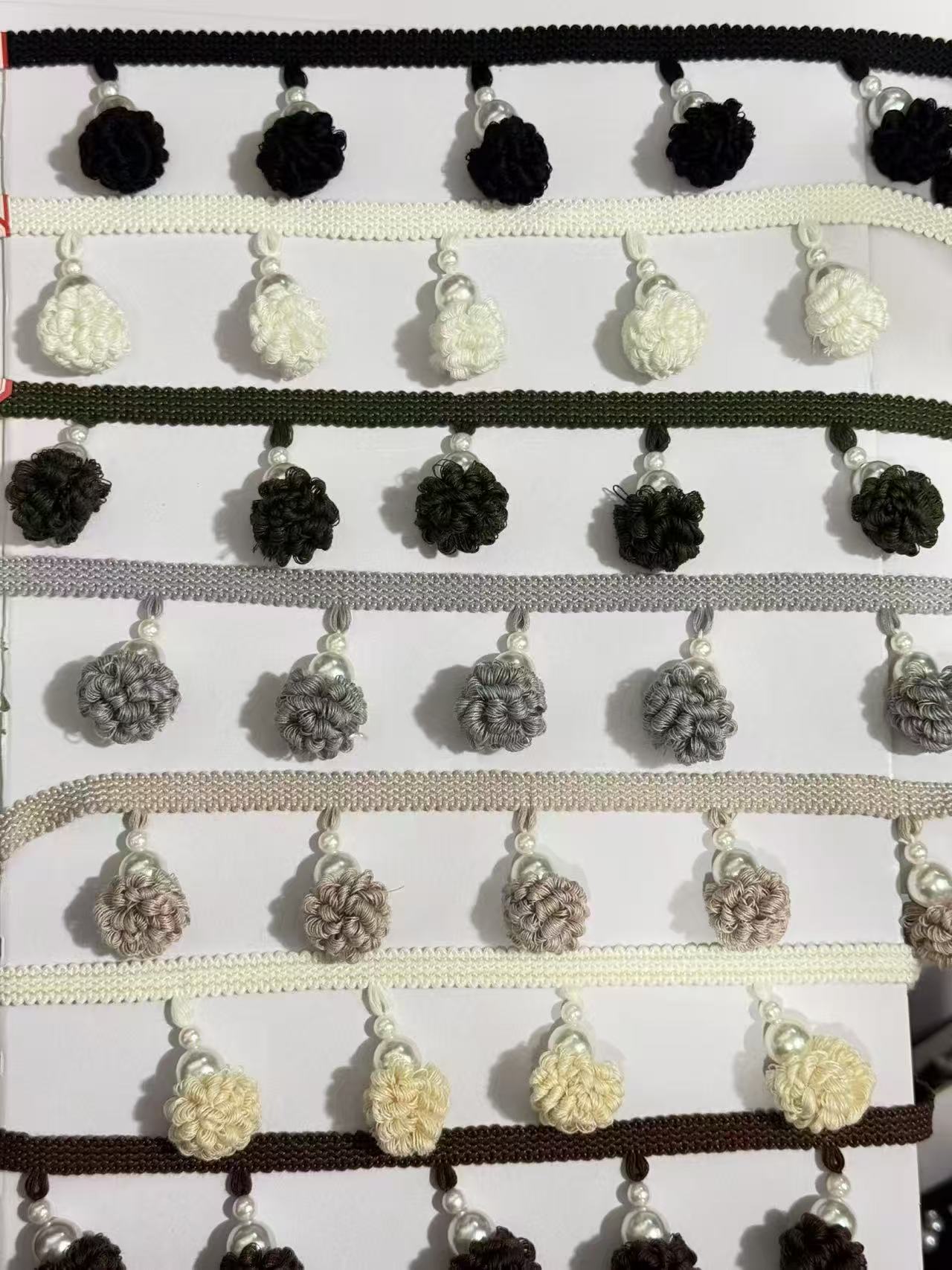 彩色珍珠松子球窗帘侧边装饰花边吊穗新款毛球花边珍珠松子球点缀