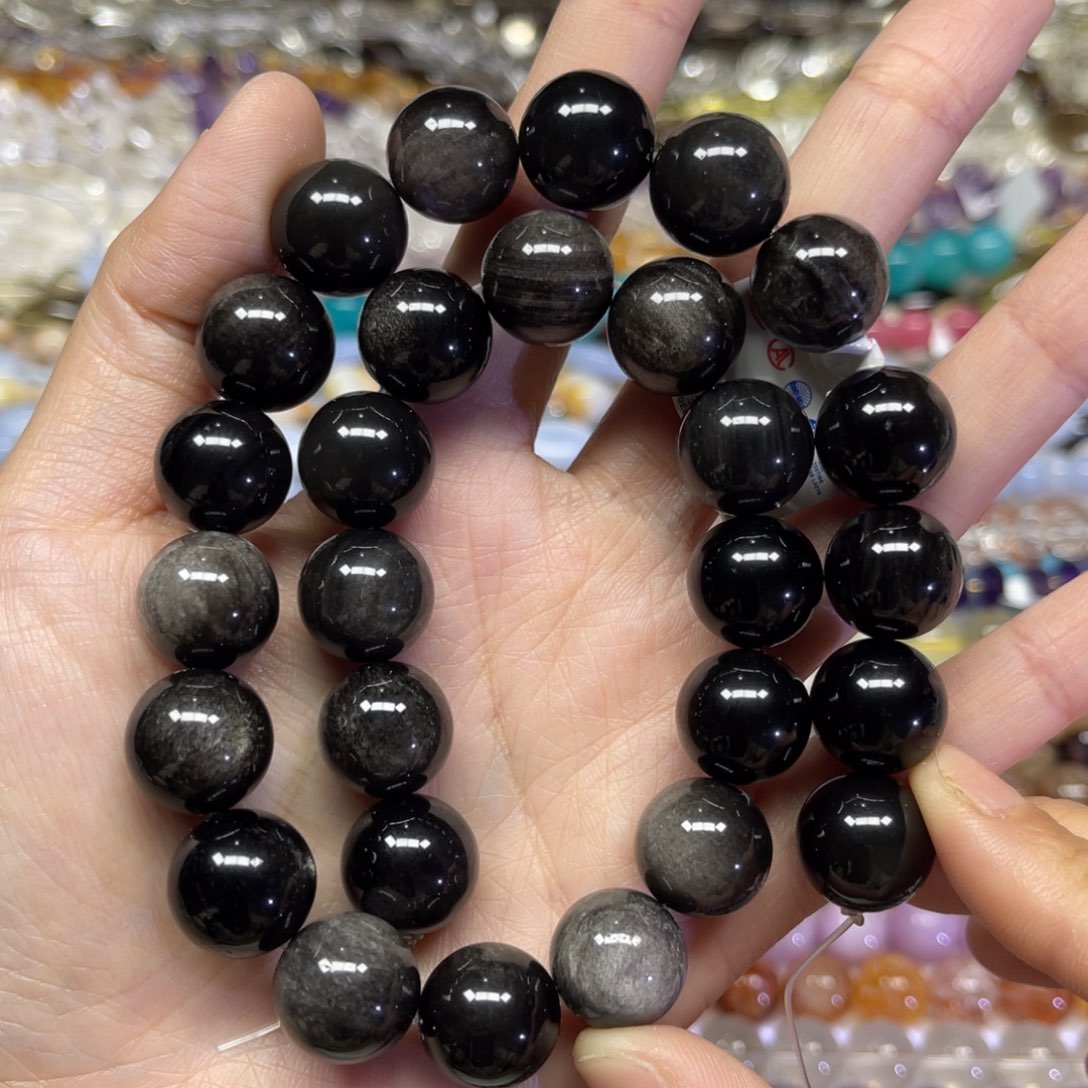 玛瑙/玉髓散珠天然银耀卡14长条38厘米