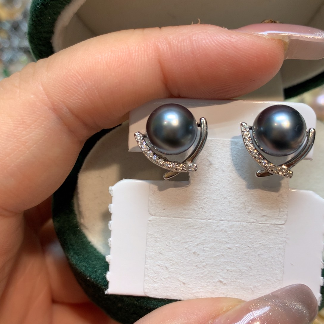 海水珍珠耳饰银S925镶嵌
