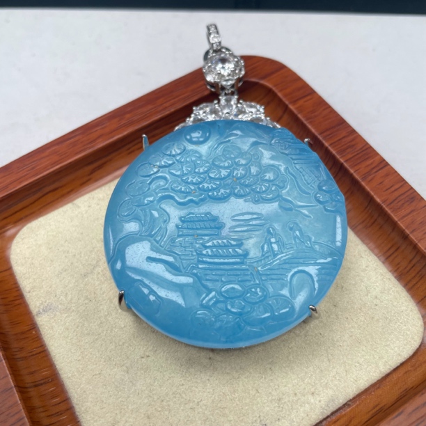 A684蓝冰山水牌吊坠时尚百搭女款多样发货其一