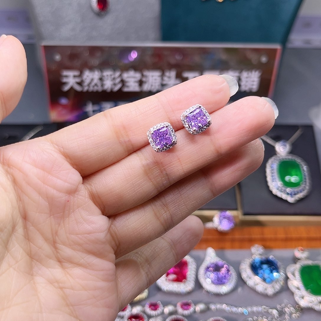 耳饰蓝宝石银S925镶嵌c 174