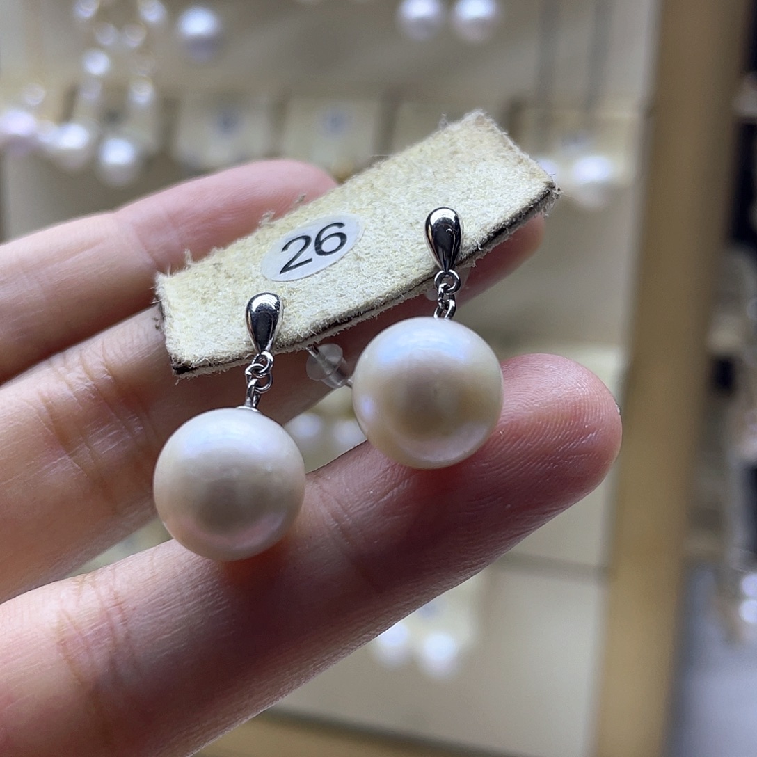 银S925镶嵌淡水珍珠耳饰
