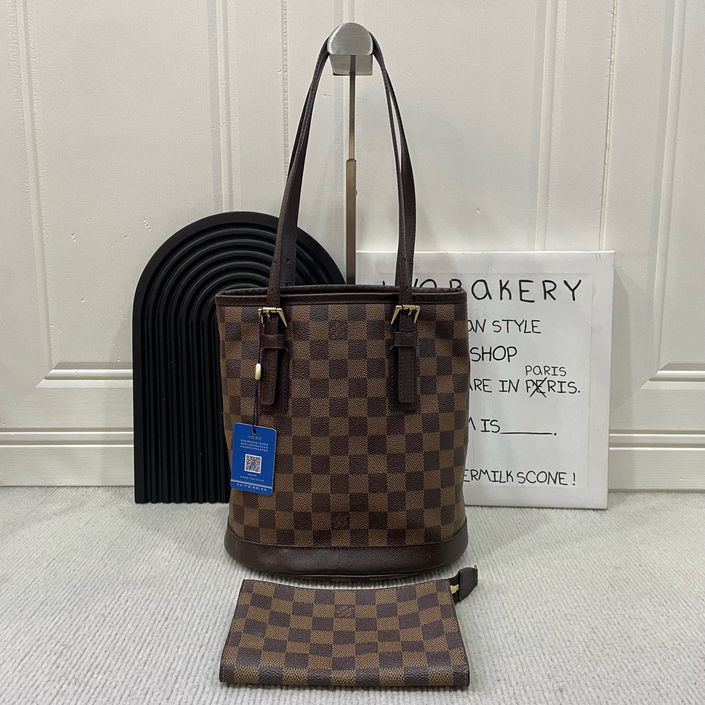 95新 LouisVuitton/路易威登 lv棕色棋盘格水桶包