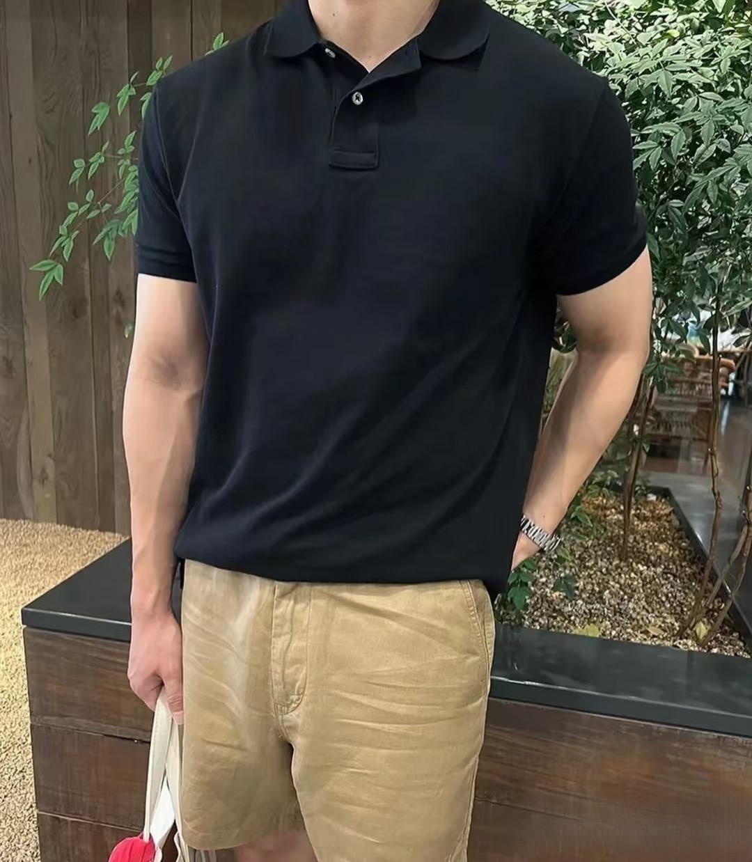 男士夏季薄款高级感潮流修身翻领纯色商务休闲百搭短袖polo衫#1